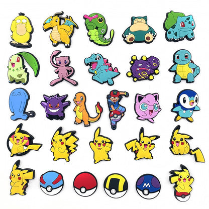 20/27/47pcs Set Cute Pikachu Charizard Figures Pokemon Hole Shoes Charms Diy Buckle Accessories Pvc Cartoon Decoration Gift