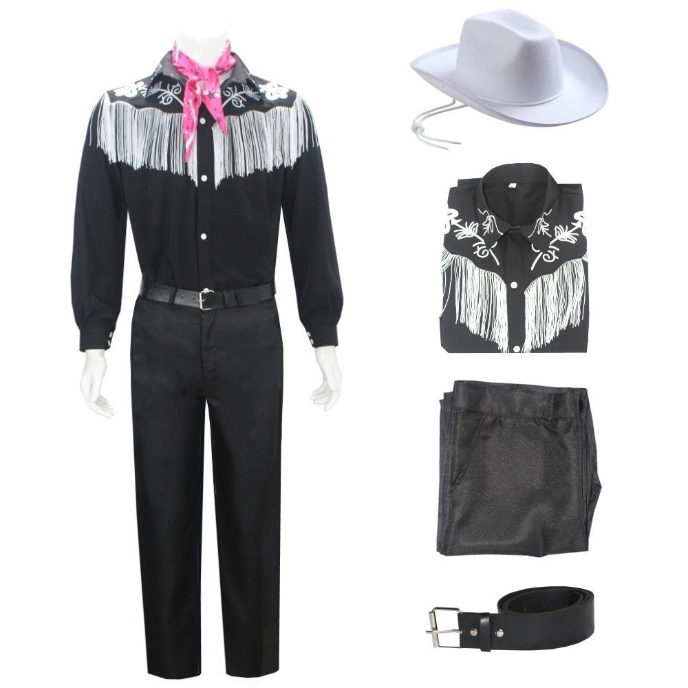 Costume De Cosplay Du Film Ken Pour Adulte, T-shirt Noir, Écharpe Rose, Ensemble Complet, Princesse, Ixde Carnaval D'Halloween