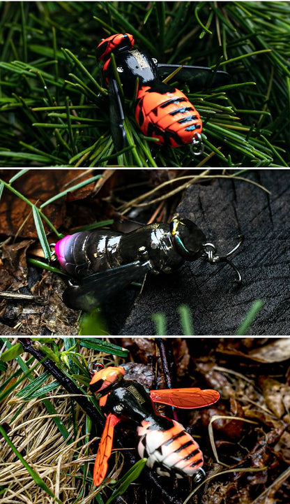 Kingdom Wasp Crawl Bait 4.2g 40mm 6.6g 48mm Iscas flutuantes biônicas de inseto artificiais de superfície para pesca de robalo, carpa e lúcio