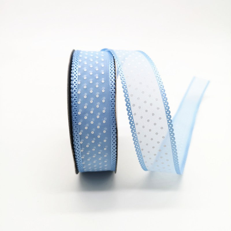 5 yards 1" 25mm Ribbon Wedding Party Decoration Organza Ribbon Printing Dots Gift Wrapping Hair Bows DIY Christmas Ribbon #22