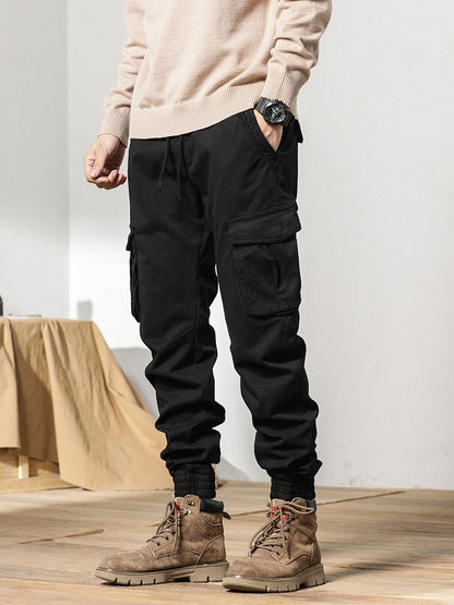 2023 New Multi-Pockets Winter Cargo Pants Men Fleece Liner Thick Warm Slim Fit Joggers Streetwear Casual Cotton Thermal Trousers