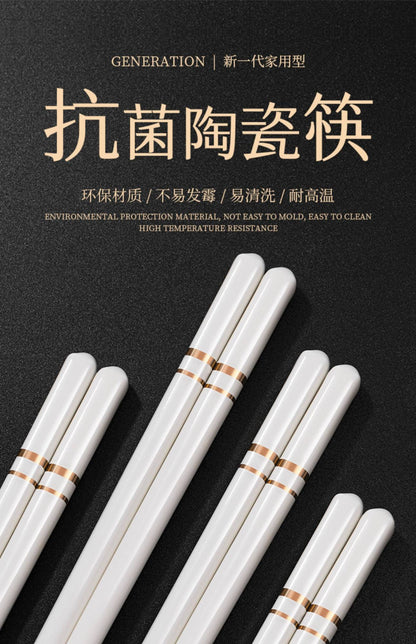 Hashis de Cerâmica Chinesa com Propriedades Antiderrapantes e Anti-queda, Conjunto de Hashis de Cerâmica Doméstica de Alta Qualidade Acessórios de Cozinha