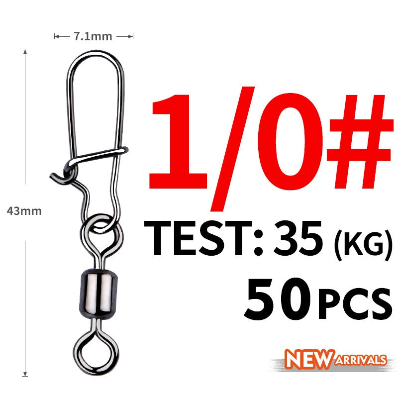 MEREDITH 50 PEÇAS Acessórios para Pesca de Lucio Conector Giratório de Rolamento Pino de Aço Inoxidável Snap Anzóis Isca Giradores Equipamento de Pesca