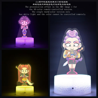 KPop K-POP Demon Hunters Kawaii Zoe Rumi Mira Saja Boys Superstar Monochrome Light Remote Control 16 Color Light Night Light