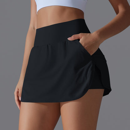 Sports Yoga Skirt Women 2 in 1 Badminton Tennis Skirt With Shorts High Waist Breathable Sweat Skirt Athletic Fitness Golf Skorts