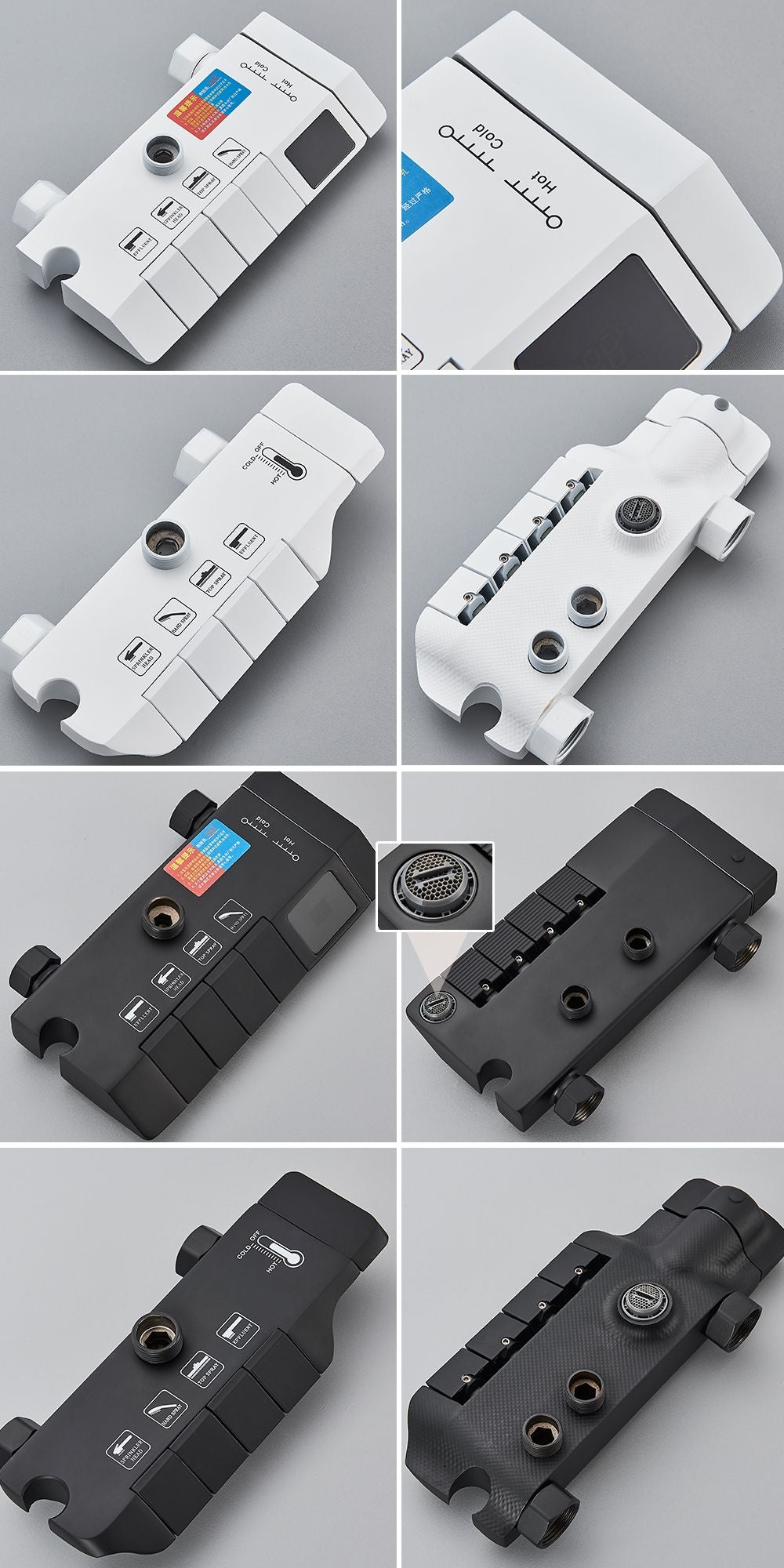 Conjunto de Torneira de Chuveiro Digital Inteligente Rozin Preto Estilo Piano Sistema de Banheiro Queda de Chuva Misturador Digital Cinza com Chuveirinho Bidê