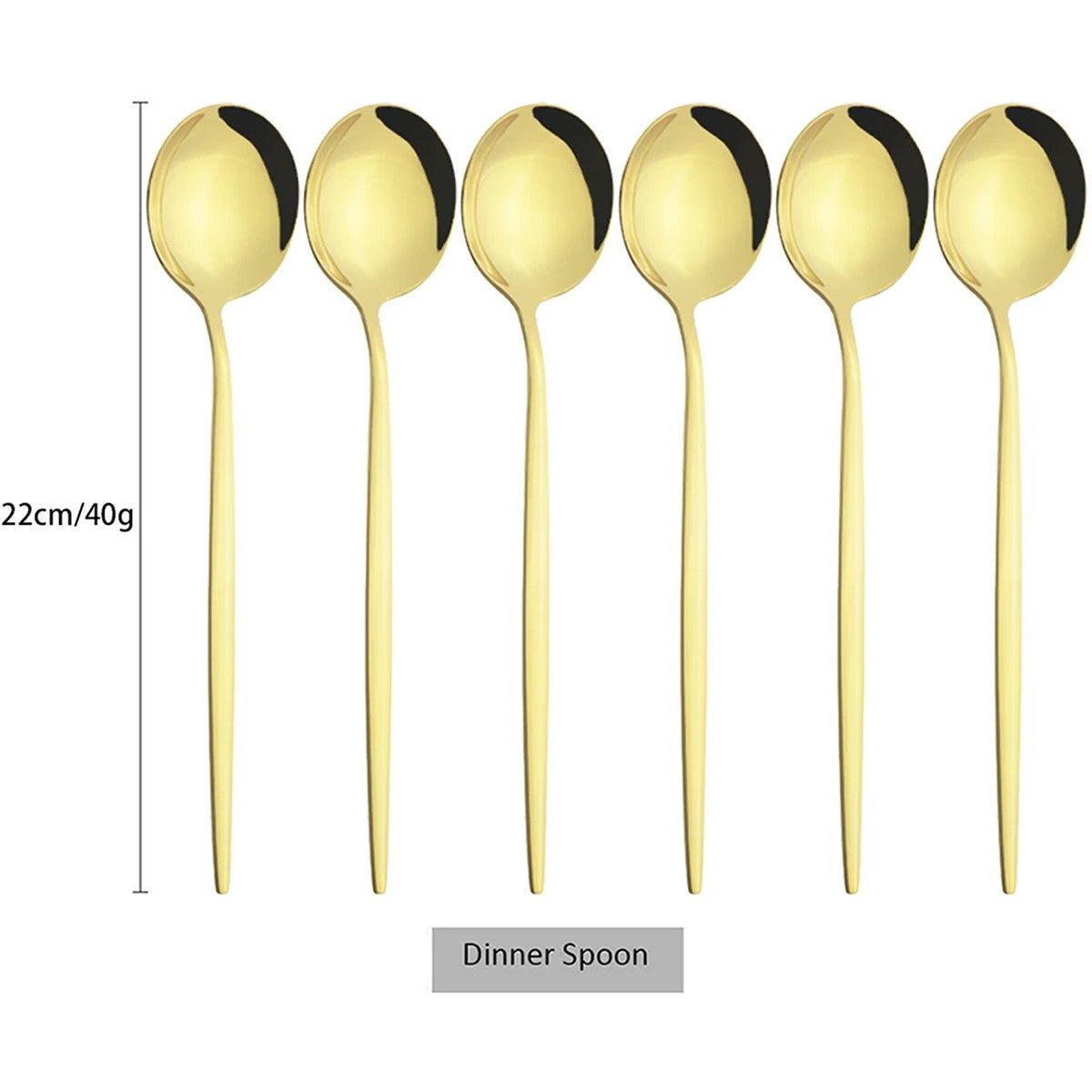 Conjunto de Talheres de Aço Inoxidável Western Dourado com 6 Peças de Colher de Concha, Colher de Jantar, Colher de Sopa, Talheres de Cozinha