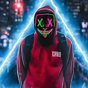 Poptrend Halloween Mask LED Light up Mask Scary mask for Festival Cosplay Halloween Costume Masquerade Parties Carnival Gift