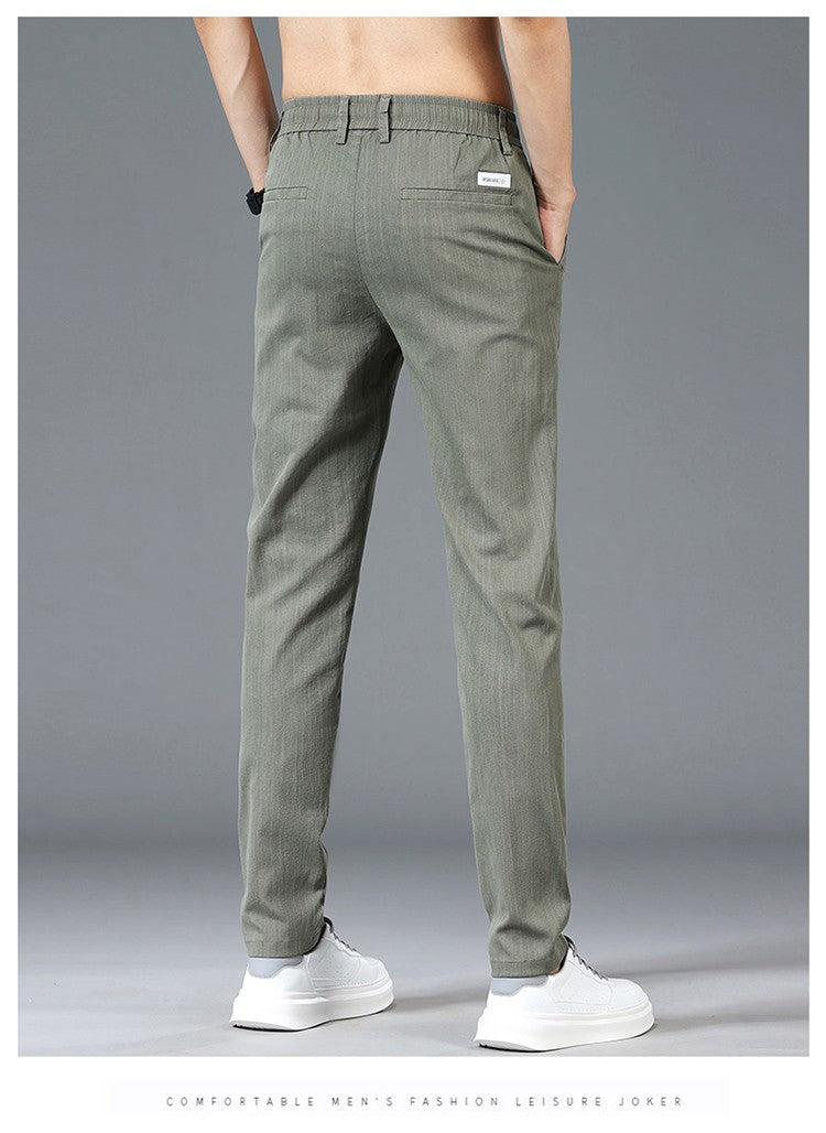 6 Colour Summer Men's Classic  Cotton Solid Color Fashion Business Casual Pants Elastic Waist Korean Fashion Men Clothing 28-38