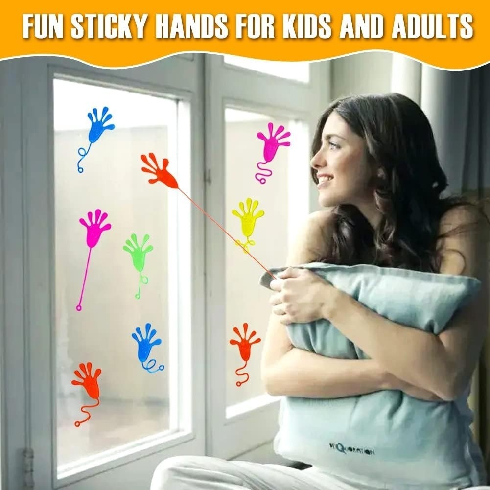5-50Pcs Funny Sticky Hands toy Palm Elastic Sticky Squishy Slap Palm Toy Novelty Gifts Party Favors Supplies Stress Relief