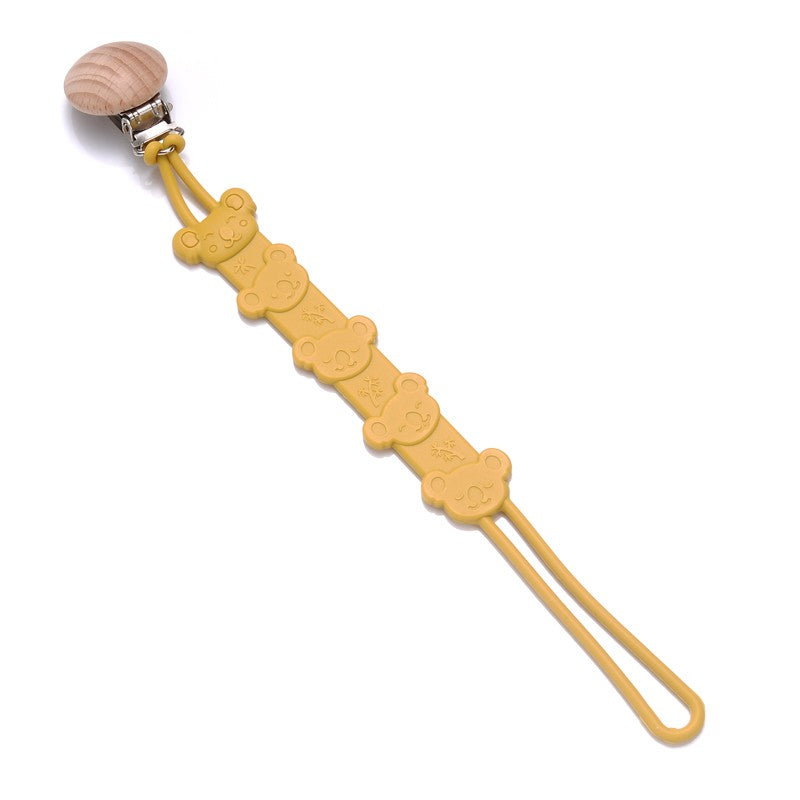 Cartoon Animal Wooden Baby Pacifier Clip Silicone Teether Nipple Holder Chain For Baby Dummy Anti-Drop Chain Oral Care Chew Toy