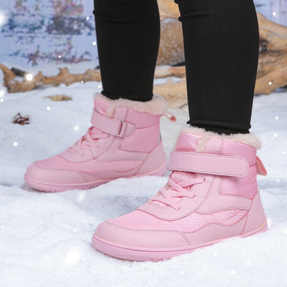 New Children's wide toe barefoot snow boots Little/Big/Kid Wide Toe Minimalist Sneakers Girls waterproof high-top cotton shoes