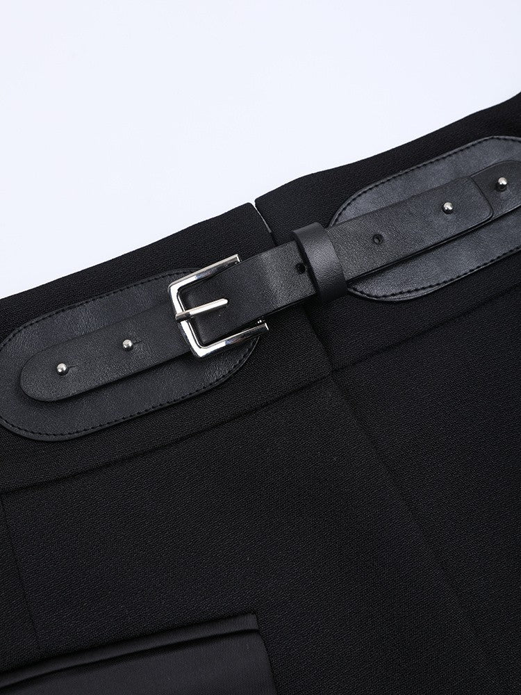 [Vibe] Black Irregular Pants High Waist Leather Long Wide Leg New Loose Fit Trousers Women Fashion Spring Autumn 2025