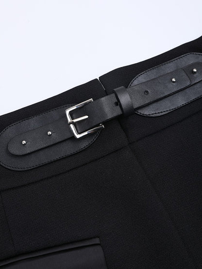 [Vibe] Black Irregular Pants High Waist Leather Long Wide Leg New Loose Fit Trousers Women Fashion Spring Autumn 2025