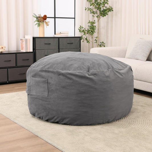 JHK Oversized 3/4FT Bean Bag Chair for Gaming Reading Lazy Sofa Foam Filled Couch with Removable Cover Living Room Furniture
