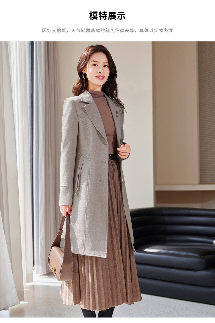 High End Female Coat Long Slim Trench Coat For Women’S England Single Breasted Khaki Women Windbreaker Larger Size Outwear