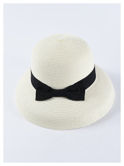 USPOP Novas chapéus de sol femininos moda laço chapéu de palha casual verão aba larga chapéu de praia feminino chapéu de verão