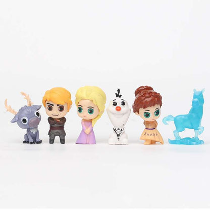 12Pcs Disney Frozen 2 Elsa Anna Kristoff Olaf Fire Elves Kawaii Action Figure GK Model Fashion Ornament Toys Kids Birthday Gifts