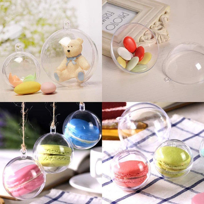 1-15pcs Creative Christmas Clear Plastic Hollow Ball Bright More Size Ornaments Holiday Decor Hanging Balls Party Wedding Decor