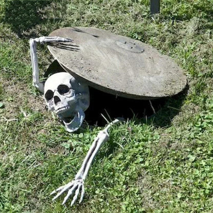 Halloween Skull Skeleton Head Realistic Human Hand Arms for Halloween Party Home Garden Lawn Decor Haunted House Horror Props