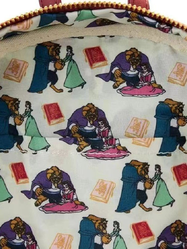 Bolsa Mini Mochila Loungefly A Bela e a Fera Série Princesas Cogsworth ?Lumiere Chip? Cosplay