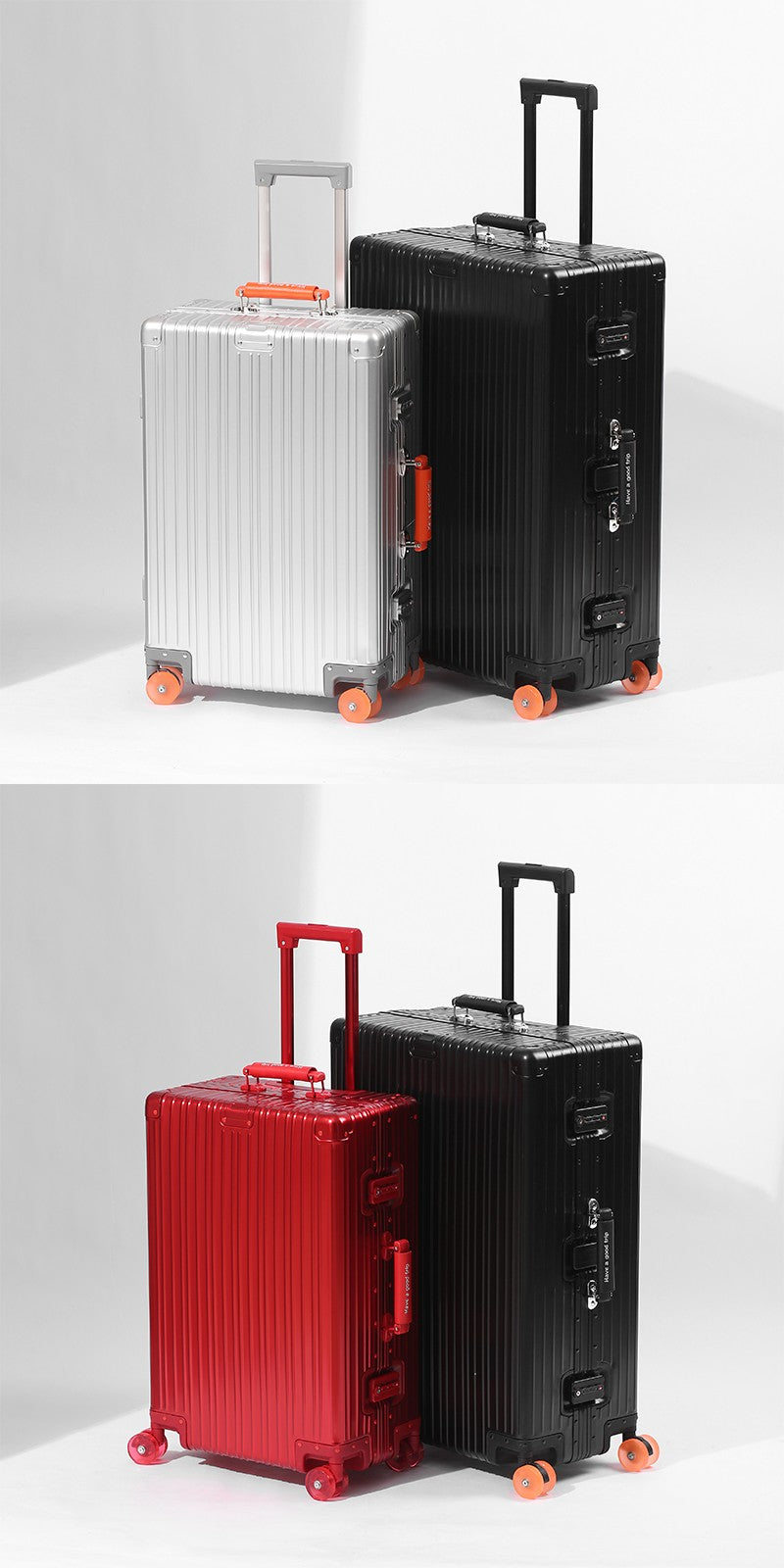 All-Aluminum Magnesium Alloy Suitcase Large-Capacity Password Luggage Infused Transparent Rolling Wheel Business Trolley Case