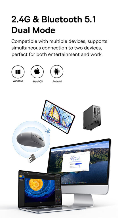 Mouse Sem Fio Baseus Editor Pro Bluetooth 5.1 Modo Duplo Bateria de Longa Duração Recarregável Ergonômico de Escritório com Display