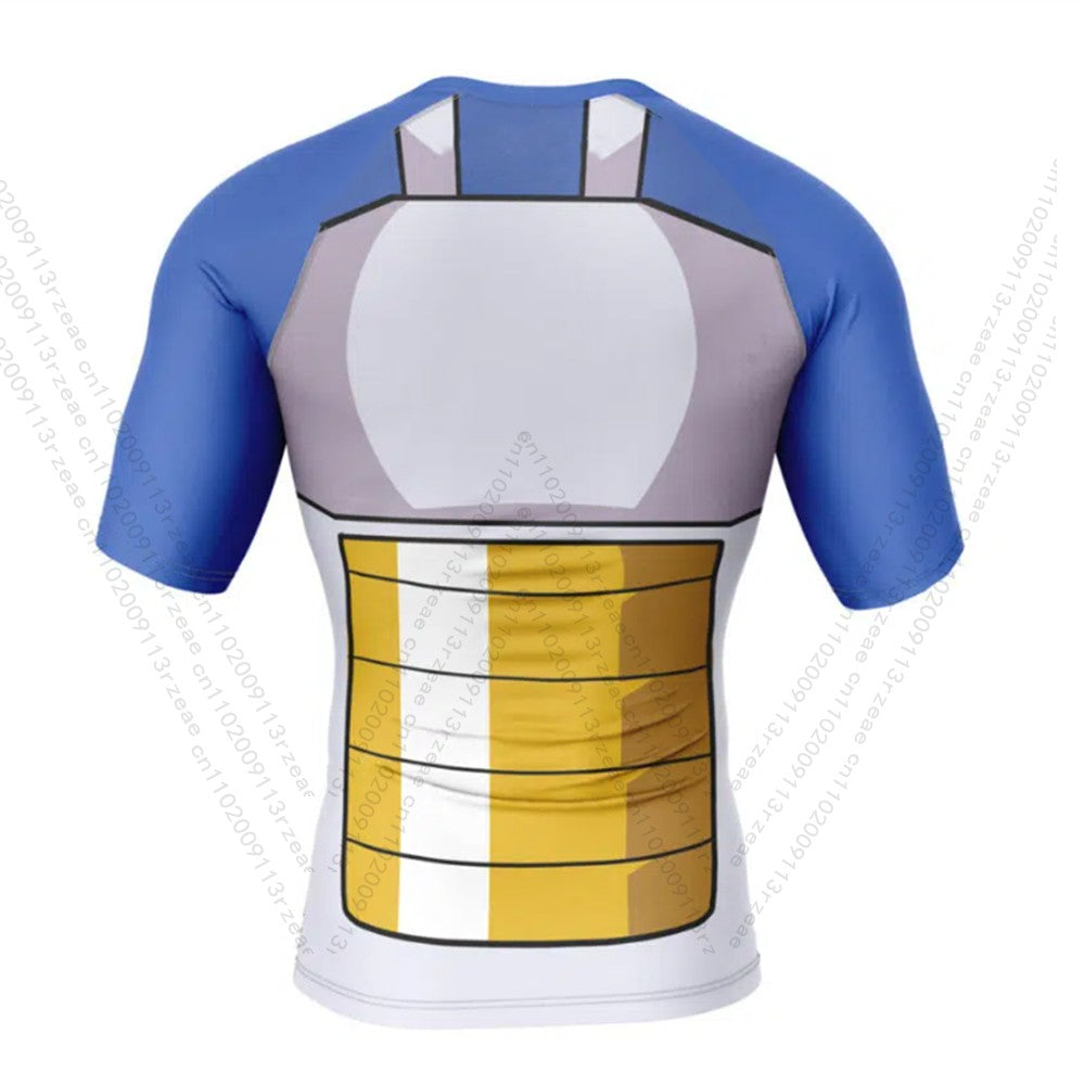 Vegeta Battle Suit v2 Dragon Ball Z Anime Men's Workout Print Gym T-shirt Kid Breathable Cosplay Shorts Quick Dry Sportwear Suit