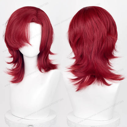 Anime 44cm Medium Basic Synthetic Side Part Hair Cosplay Wig Black White Red Silver Pink Blue Women Man Heat Resistant Hairs