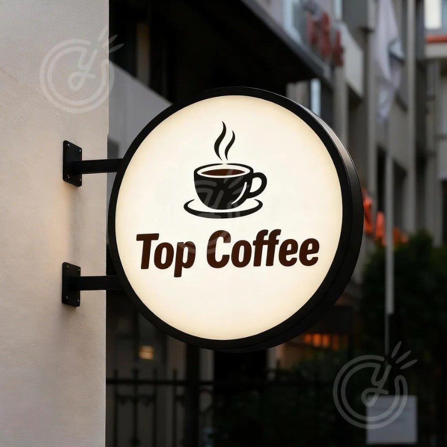 Custom Double Sided Coffee Sign LightBox Advertising LED Light Up Outdoor Business Signage Display Art Deco Wall Waterproof Logo