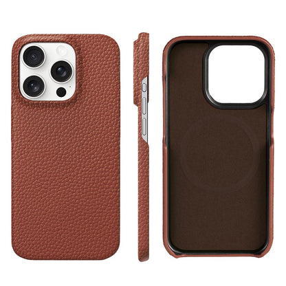 para Capa Magsafe para iPhone 17 15 16 Pro Max Air 17Pro Couro de Vaca Natural Lichia Protetor Magnético Capa Traseira de Luxo para Celular