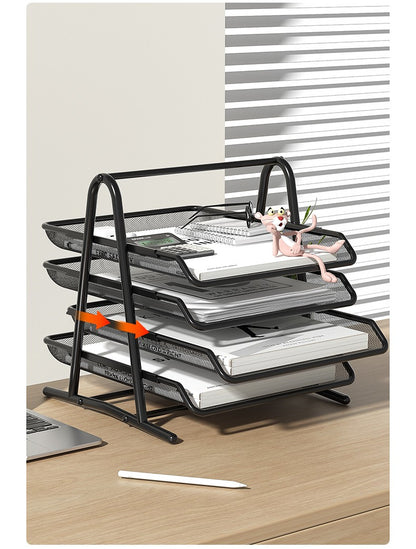 Bandeja de malha para cartas, organizador de papel de mesa de escritório com bandejas deslizantes para acessórios de mesa, material de escritório e armazenamento de arquivos, preto