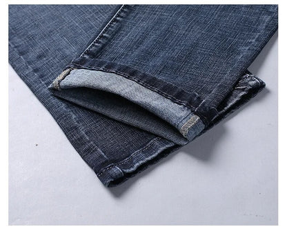 Wthinlee Calça Jeans Masculina Nova, Casual, Reta, Elástica, Moda Clássica, Azul, Preta, Trabalho, Calças Jeans Masculinas de Marca