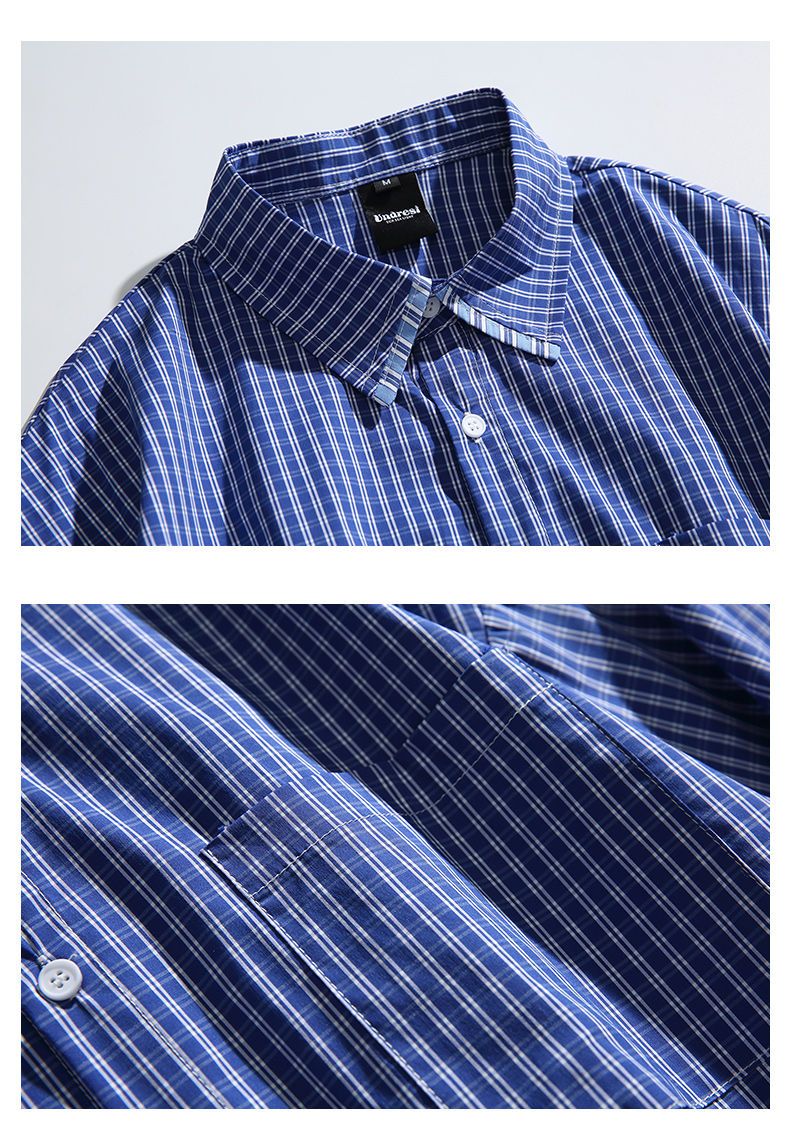 Cityboy Oversize Cargo Shirt Men Japanese Streetwear Fashion Loose Casual Plaid Splice Stripe Long Sleeve Shirts Blouses