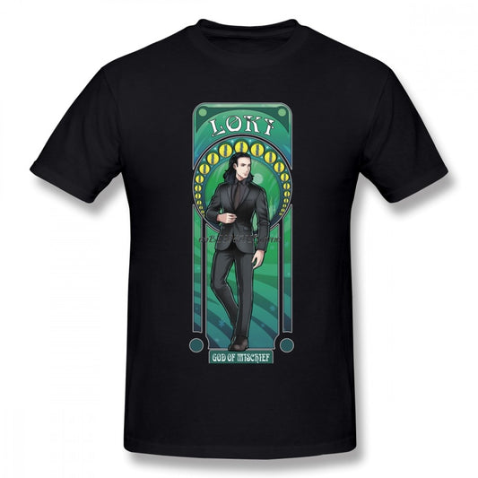 Men Mischief In Black Loki Tee Shirt thinkno  Tees round neck t shirt fashion nice short sleeved