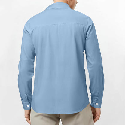 Men's tops long sleeve new style shirt cotton linen cool solid color loose lapel casual beach style cardigan spring and summer