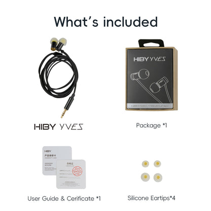 Fone de ouvido HiFi HiBy Yves 6mm Micro-dinâmico banhado a titânio, Driver de alta magneticidade, Câmara de baixa ressonância, Isolamento de ruído, Amigável à pele