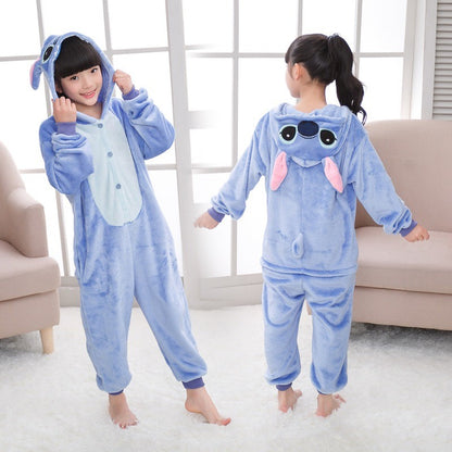 Macacão de Natal Lilo & Stitch, Pijama Infantil de Pelúcia, Kigurumi, Roupa Quente de Inverno, Presente para Meninos e Meninas