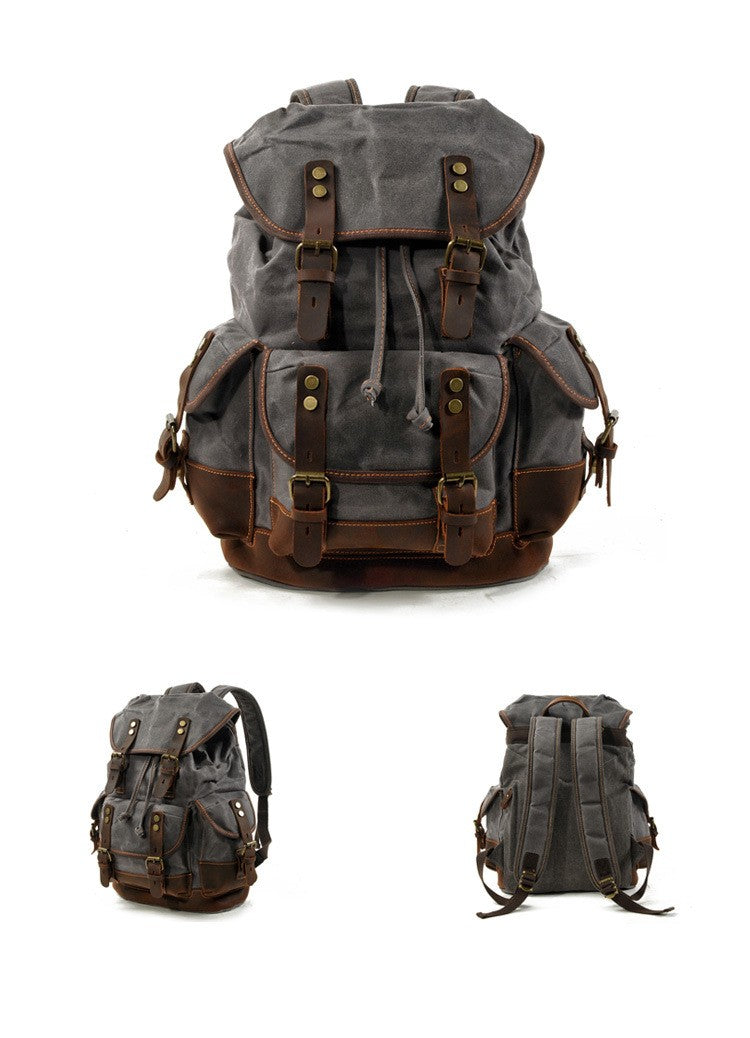Vintage Canvas Backpacks for Men Laptop Daypacks Waterproof Rucksacks Large Waxed Mountaineering Travel Pack vintage backpack