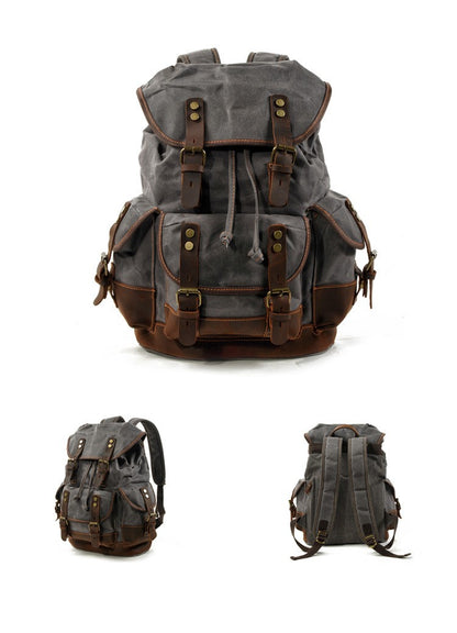 Vintage Canvas Backpacks for Men Laptop Daypacks Waterproof Rucksacks Large Waxed Mountaineering Travel Pack vintage backpack
