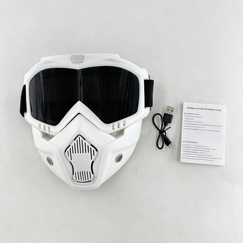 High Quality LED Glowing Mask DIY Patterns Punk Style Full Face Goggles Mask For Adult Bluetooth Button Control Change Mask