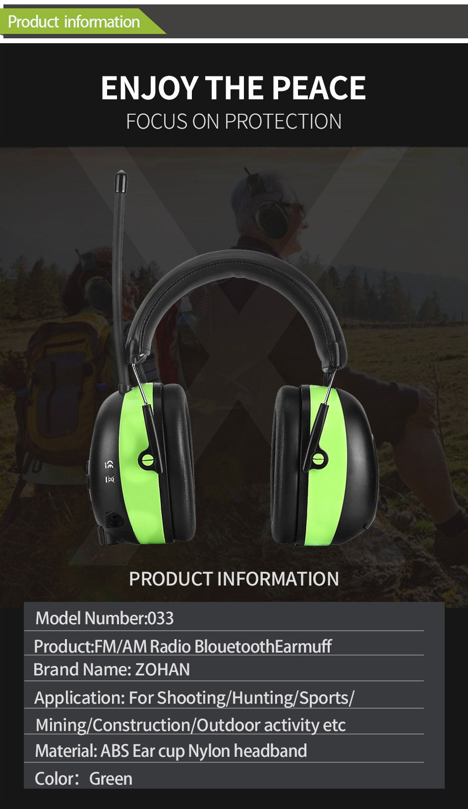Hearing Protection Bluetooth headphones electronic earmuffs AM/FM radio 5.0 for Mowing Safety Ear muffs 2000mAh Lithium Battery