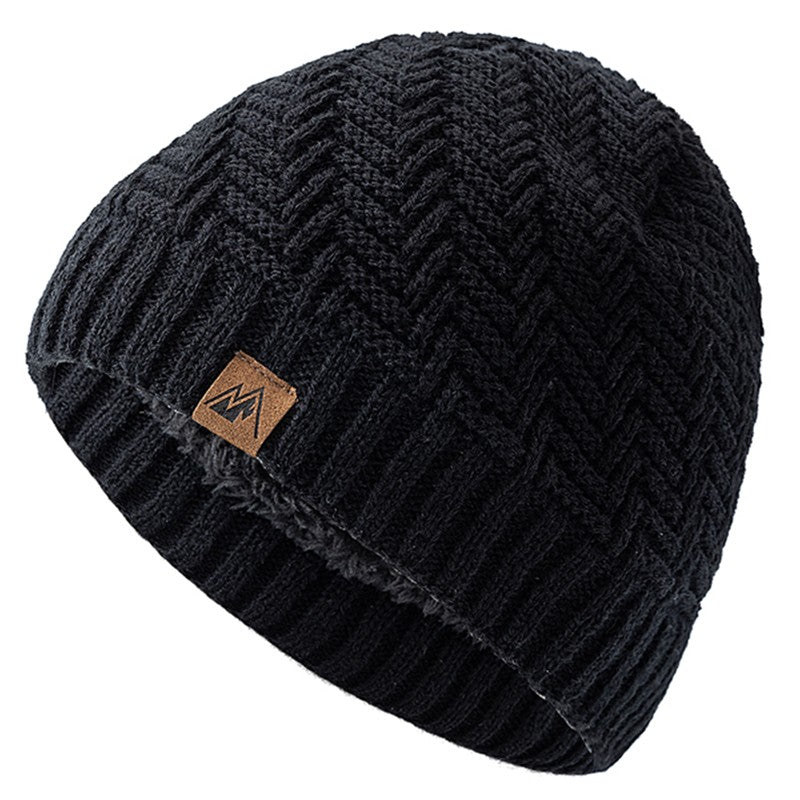 Unisex Peak Labal Winter Hats Fashion Outdoor Knitted Hats For Men And Women Beanie Cap Plush Fur Lined Warm Sports Hats