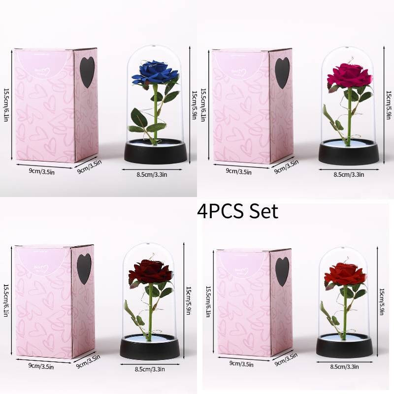 Eternal Rose Flowers Artificial Foil Flower in Glass Glow Immortal Flower LED Roses Lamp Flores Eternas Christmas Lover Gift