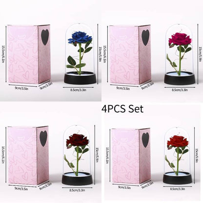 Eternal Rose Flowers Artificial Foil Flower in Glass Glow Immortal Flower LED Roses Lamp Flores Eternas Christmas Lover Gift