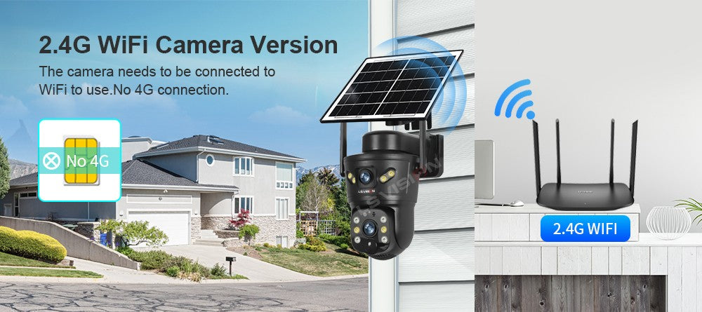 LS VISION 4G /WIFI Outdoor Solar Camera 8MP Dual Lens PIR Sim Card built in Night Vision Waterproof Security Camara Battery CCTV