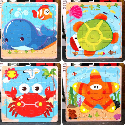9/16 Jigsaw Puzzles for Kids Ages 2 3 4 5 Toddler Wooden Puzzle Preschool Educational Toys Set Animals Puzzle for Boys and Girls