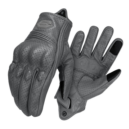 Luvas de Moto de Couro à Prova de Vento Quentes de Inverno Masculinas Antiderrapantes Luvas de Motocross com Tela Sensível ao Toque Luvas de Moto