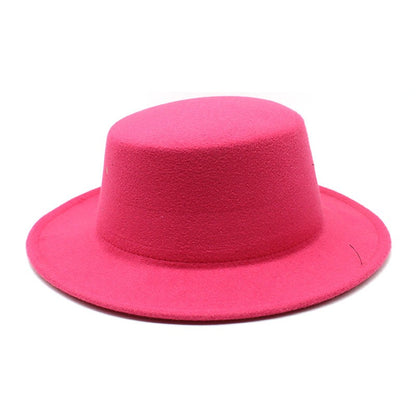 Autumn Winter Kids Felted Fedoras Hats for Boys Girls Solid Imitation Woolen Flat top Jazz Caps Childs Formal Dress Hats