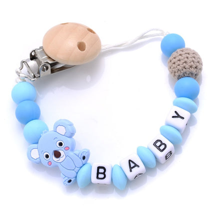 Baby Personalised Name Silicone Pacifier Clips Chain Wholesale 1Pcs Baby Nipple Pacifier Chain Cartoon Shape Holder